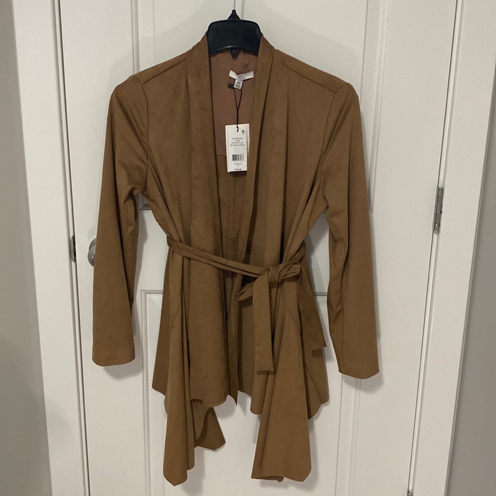 H by Halston faux suede waterfall jacket New With Tags